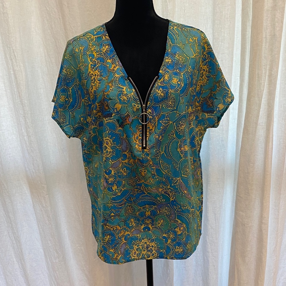 Misslook Blue‎ and Gold Women's Top